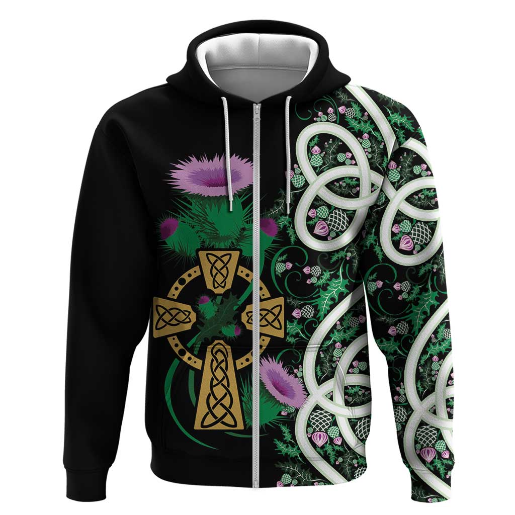 Scottish Celtic Cross Thistle Flowers Hoodie LT9