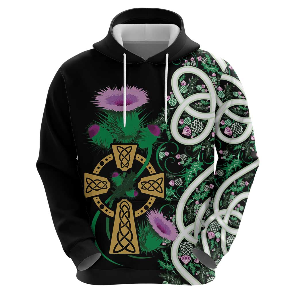 Scottish Celtic Cross Thistle Flowers Hoodie LT9