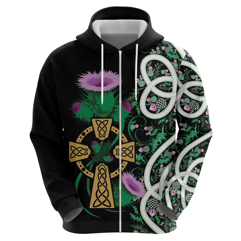Scottish Celtic Cross Thistle Flowers Hoodie LT9