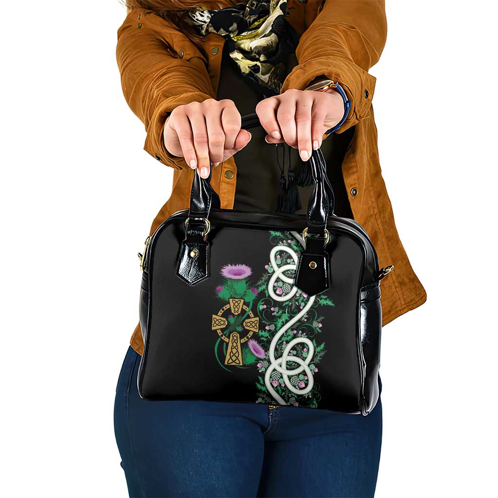 Scottish Celtic Cross Thistle Flowers Shoulder Handbag LT9