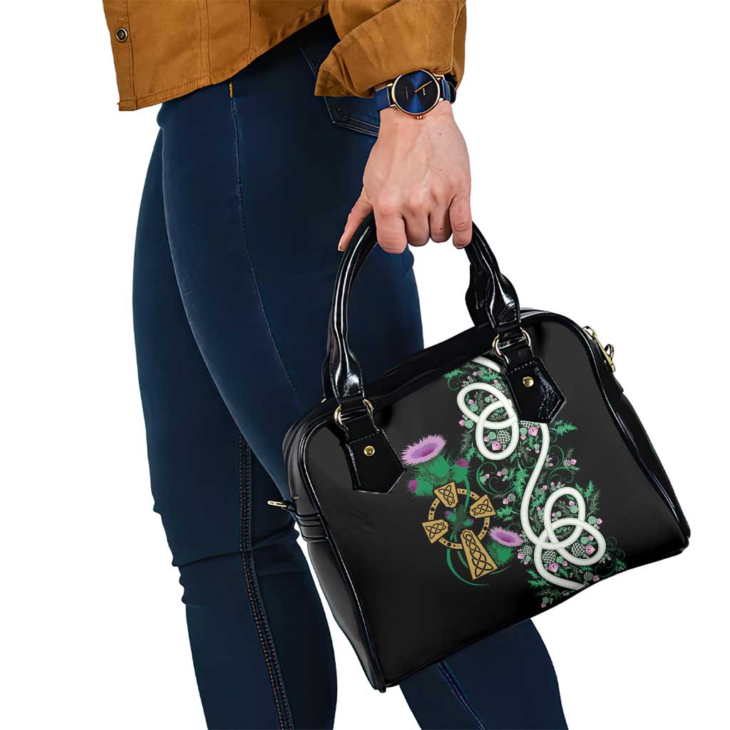 Scottish Celtic Cross Thistle Flowers Shoulder Handbag LT9