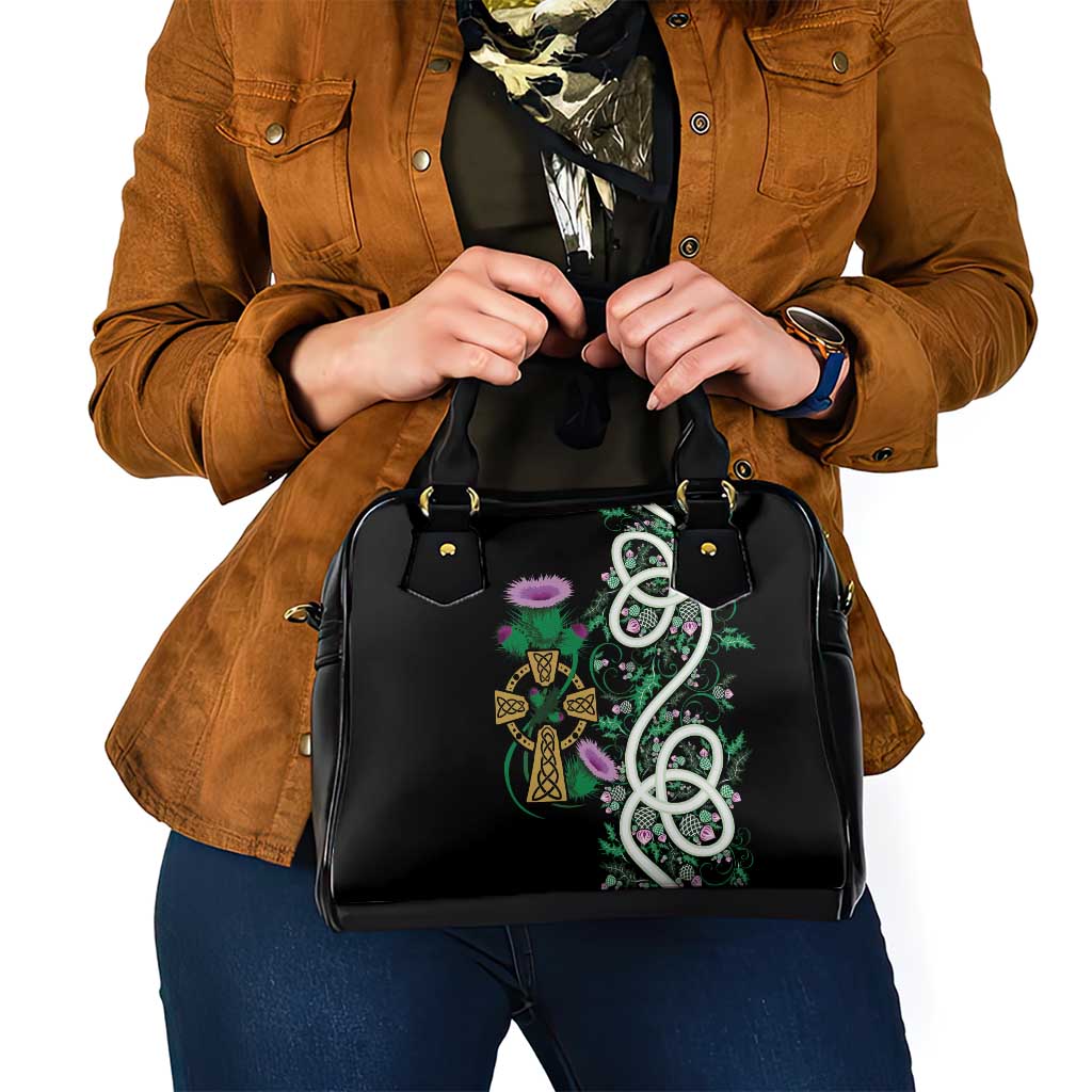 Scottish Celtic Cross Thistle Flowers Shoulder Handbag LT9