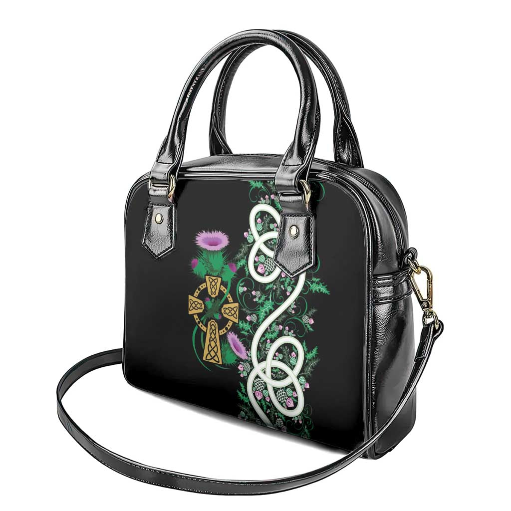 Scottish Celtic Cross Thistle Flowers Shoulder Handbag LT9