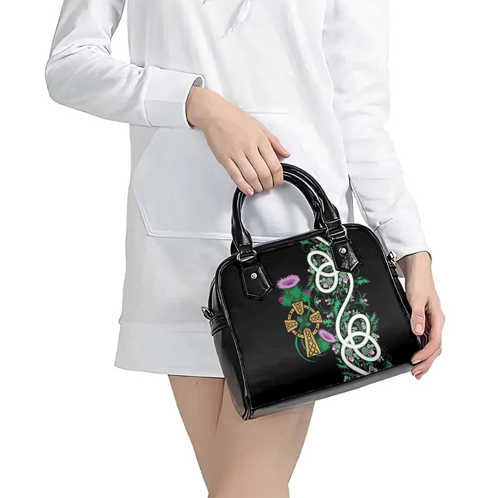 Scottish Celtic Cross Thistle Flowers Shoulder Handbag LT9