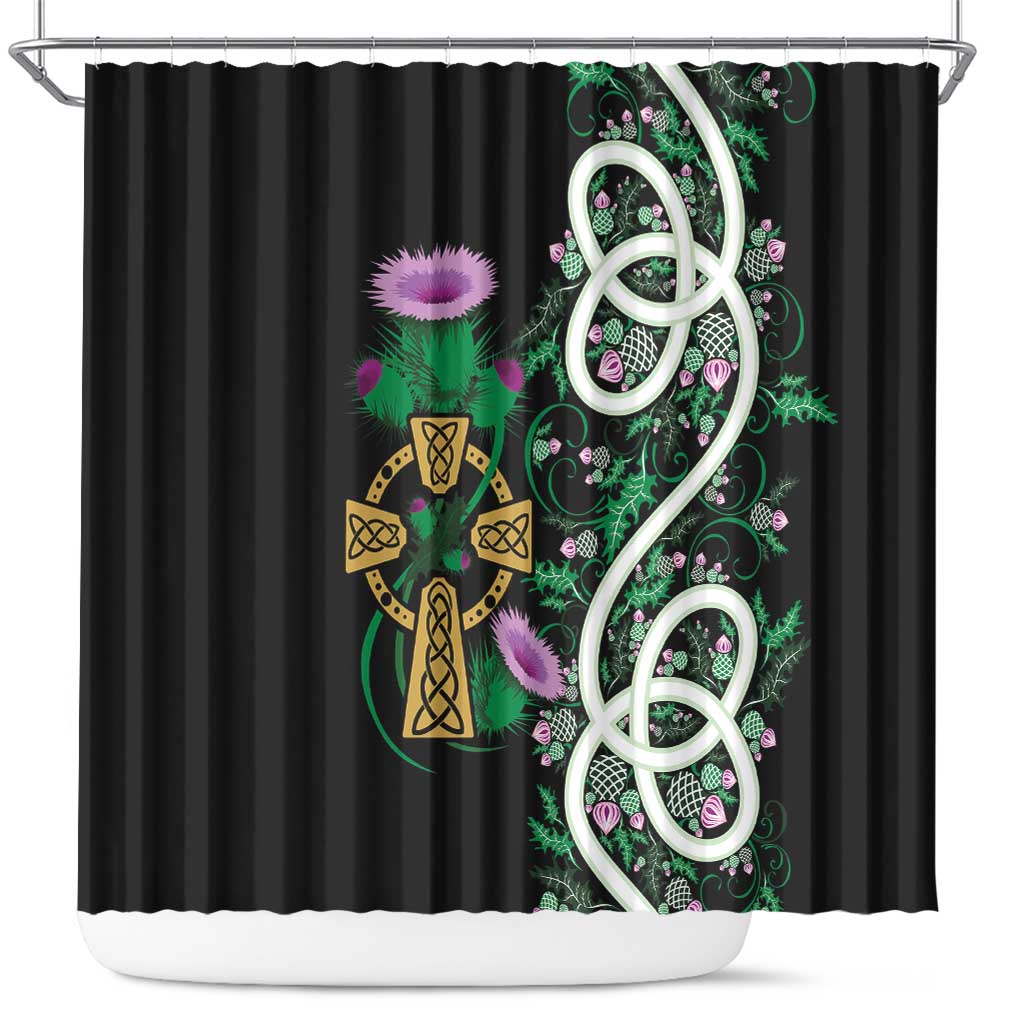 Scottish Celtic Cross Thistle Flowers Shower Curtain LT9