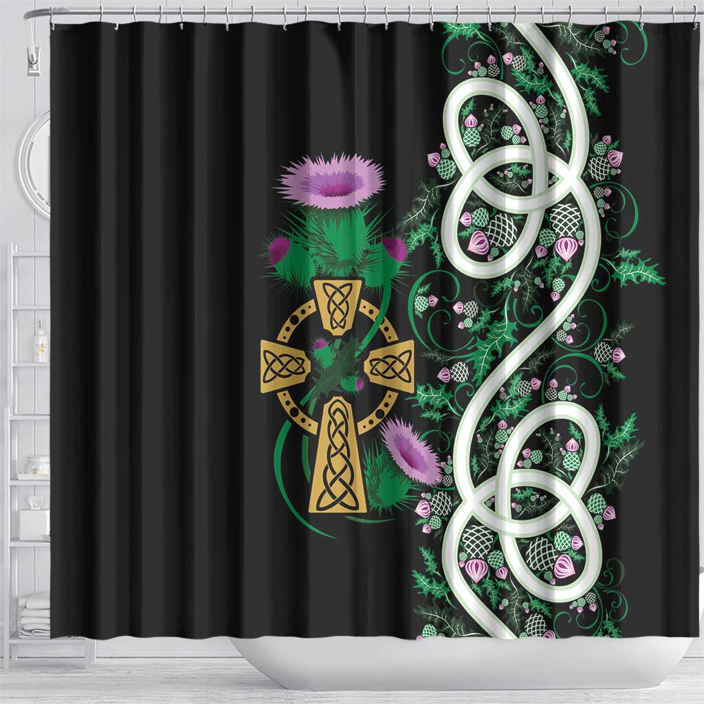 Scottish Celtic Cross Thistle Flowers Shower Curtain LT9