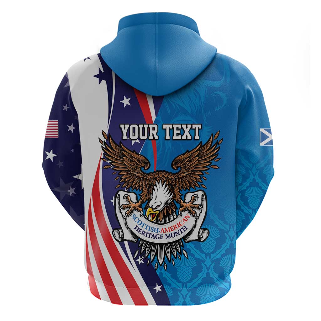 Scottish-American Heritage Month Personalized Hoodie Highland Cow and USA-eagle LT9