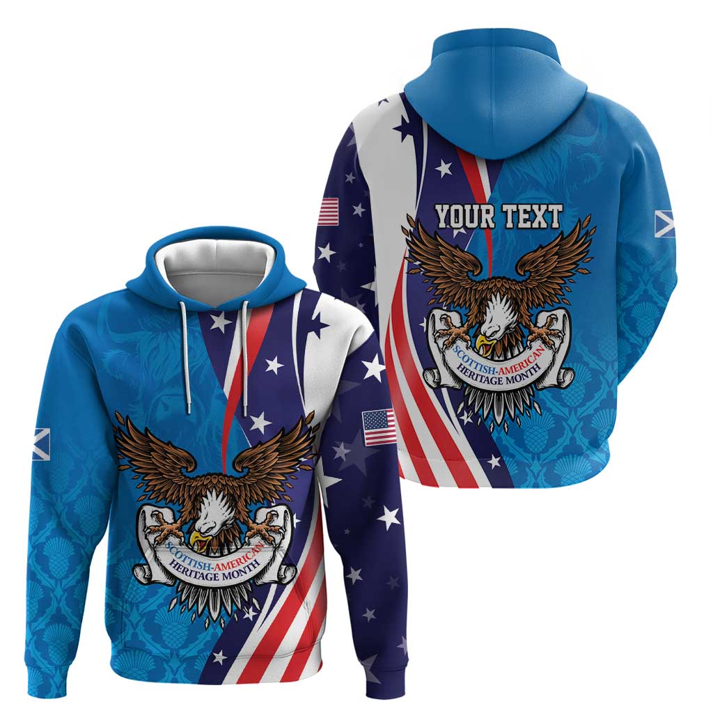 Scottish-American Heritage Month Personalized Hoodie Highland Cow and USA-eagle LT9