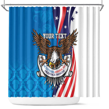 Scottish-American Heritage Month Personalized Shower Curtain Highland Cow and USA-eagle LT9