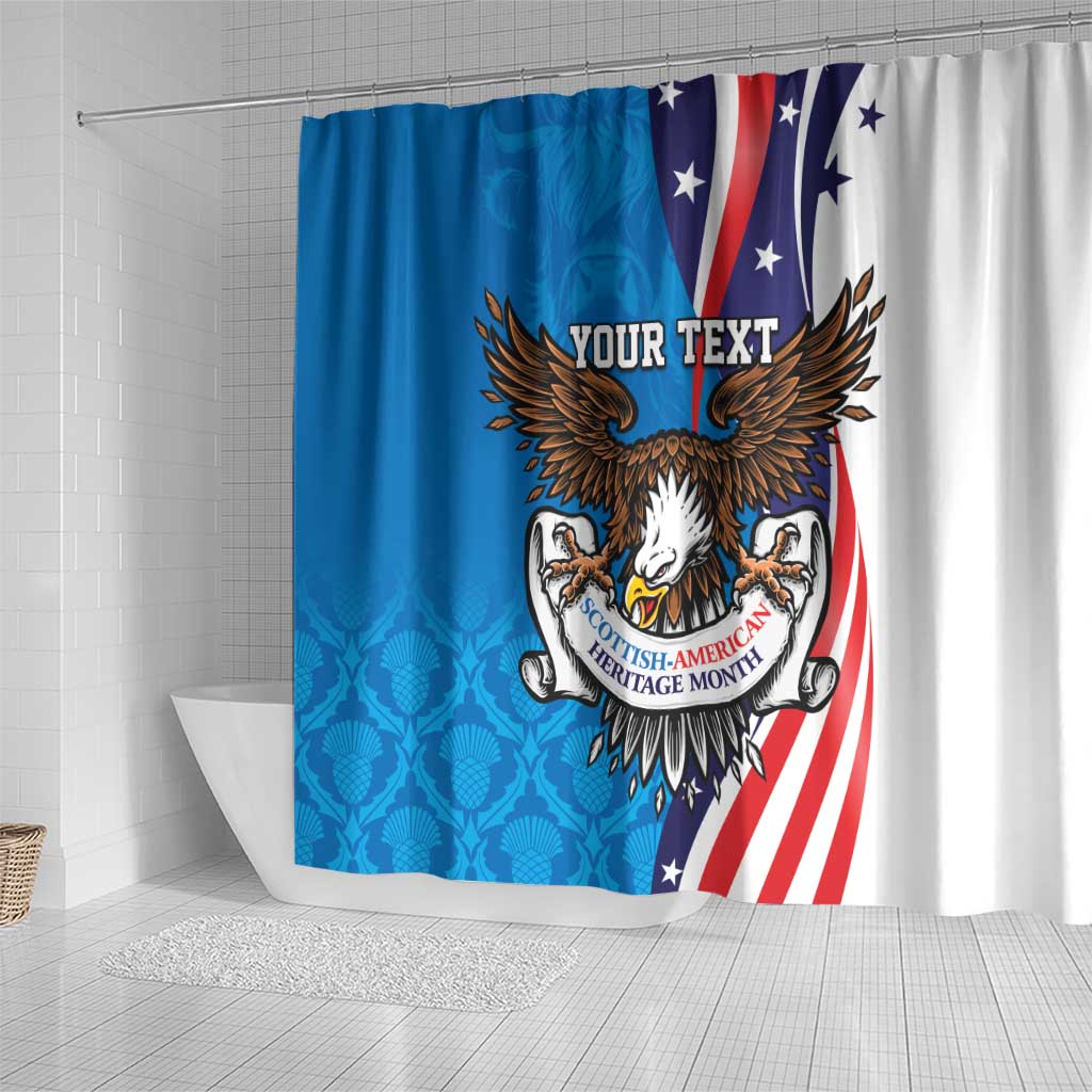 Scottish-American Heritage Month Personalized Shower Curtain Highland Cow and USA-eagle LT9