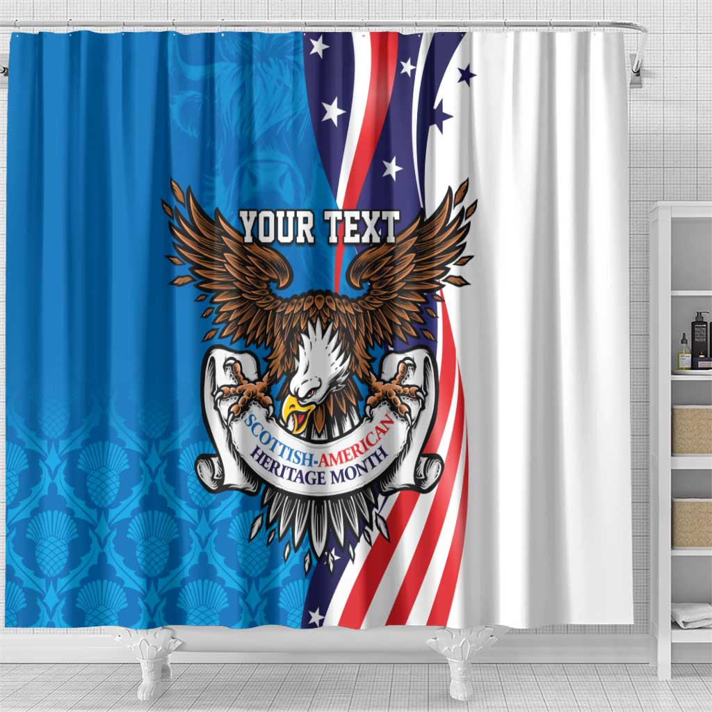 Scottish-American Heritage Month Personalized Shower Curtain Highland Cow and USA-eagle LT9