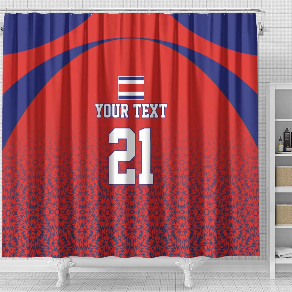 Costa Rica Football Custom Shower Curtain Los Ticos Go Champions LT9