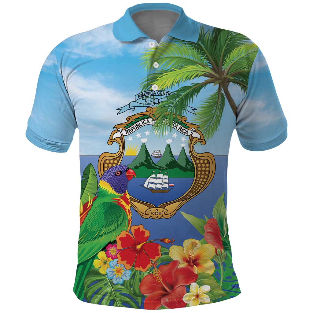 Costa Rica Parrot Tropical Flowers Polo Shirt LT9
