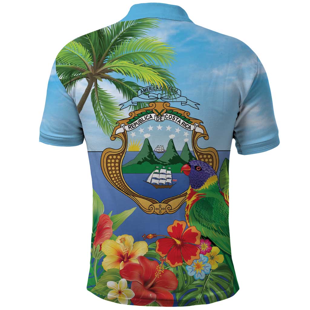 Costa Rica Parrot Tropical Flowers Polo Shirt LT9