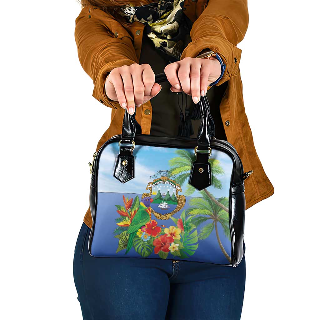 Costa Rica Parrot Tropical Flowers Shoulder Handbag LT9