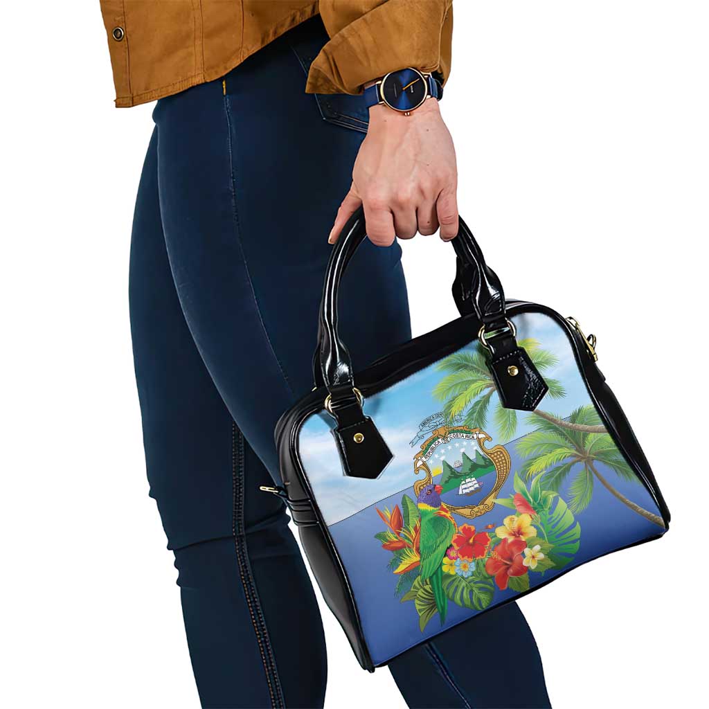 Costa Rica Parrot Tropical Flowers Shoulder Handbag LT9