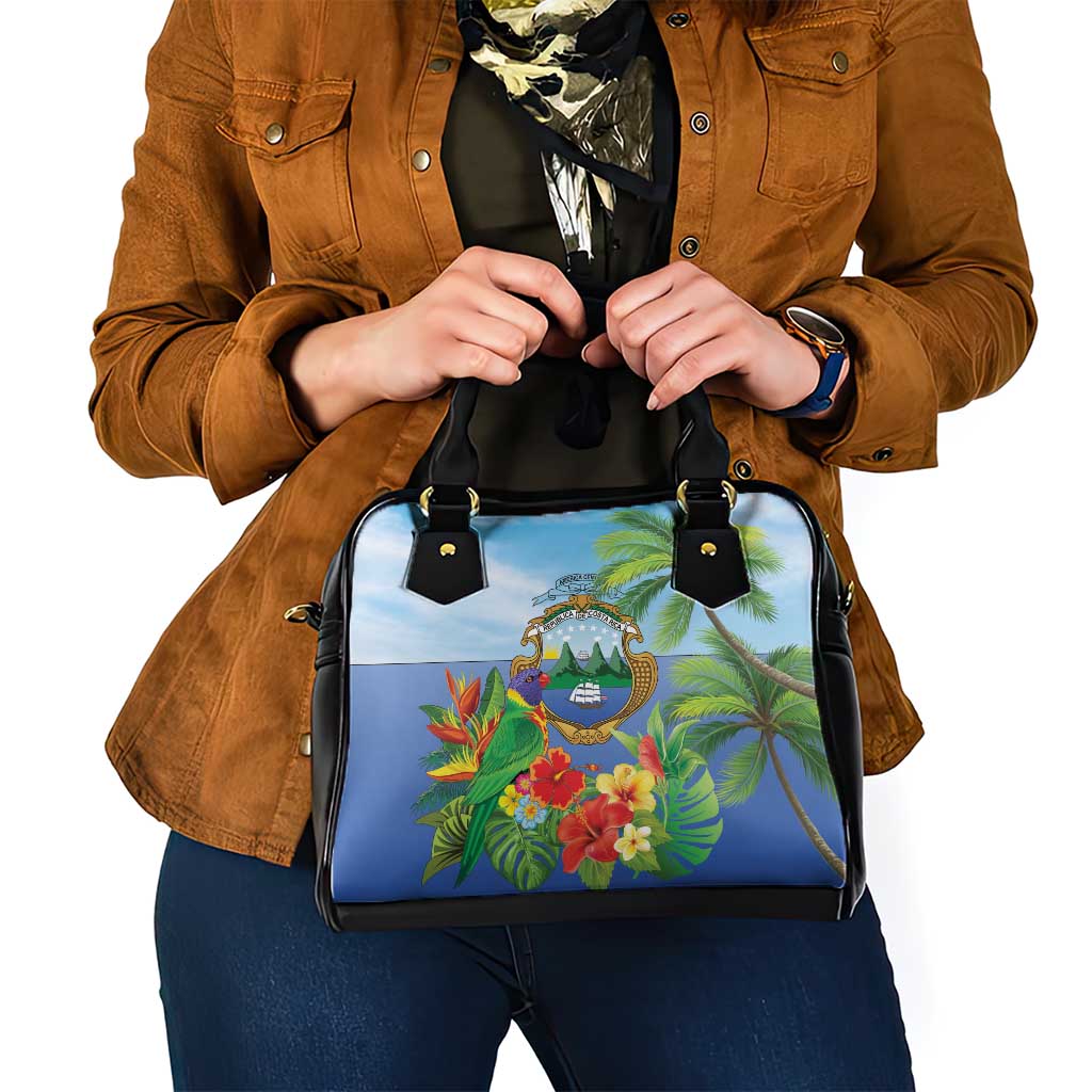Costa Rica Parrot Tropical Flowers Shoulder Handbag LT9