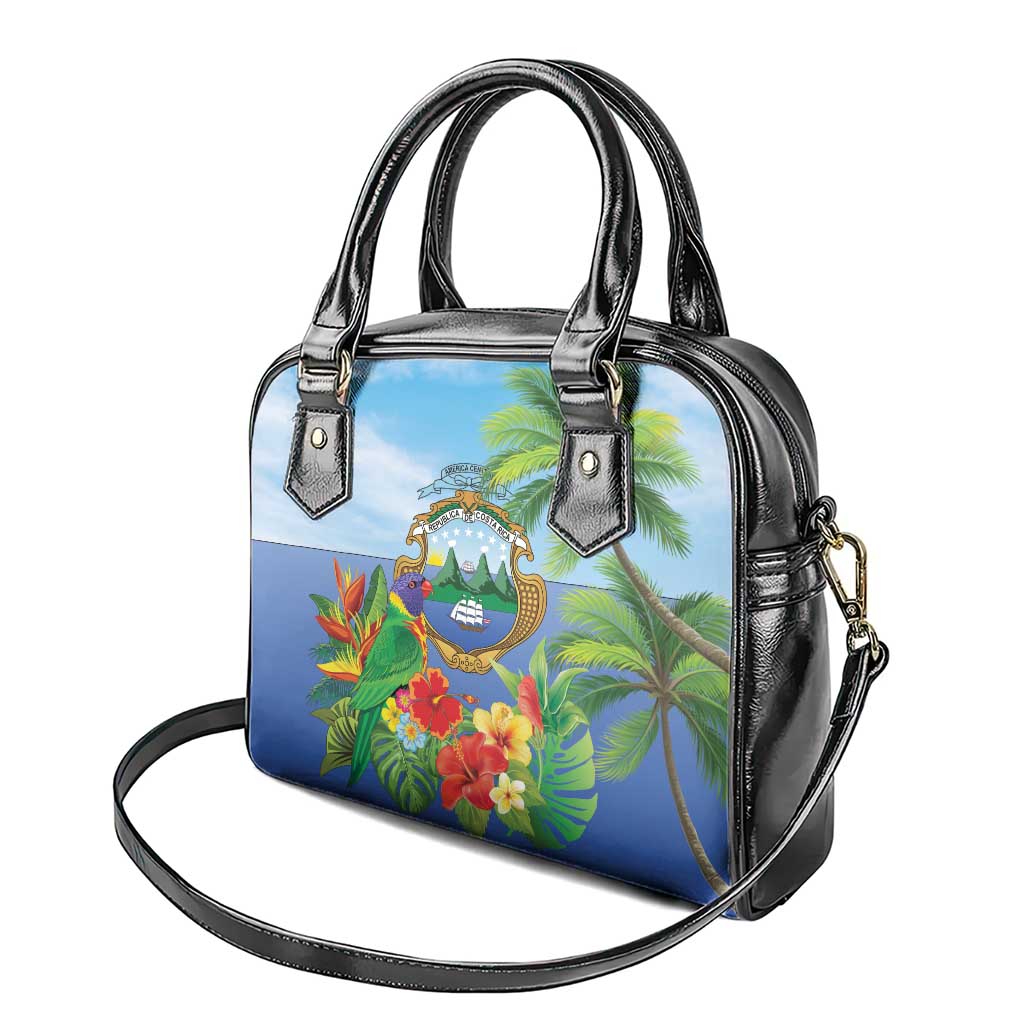 Costa Rica Parrot Tropical Flowers Shoulder Handbag LT9