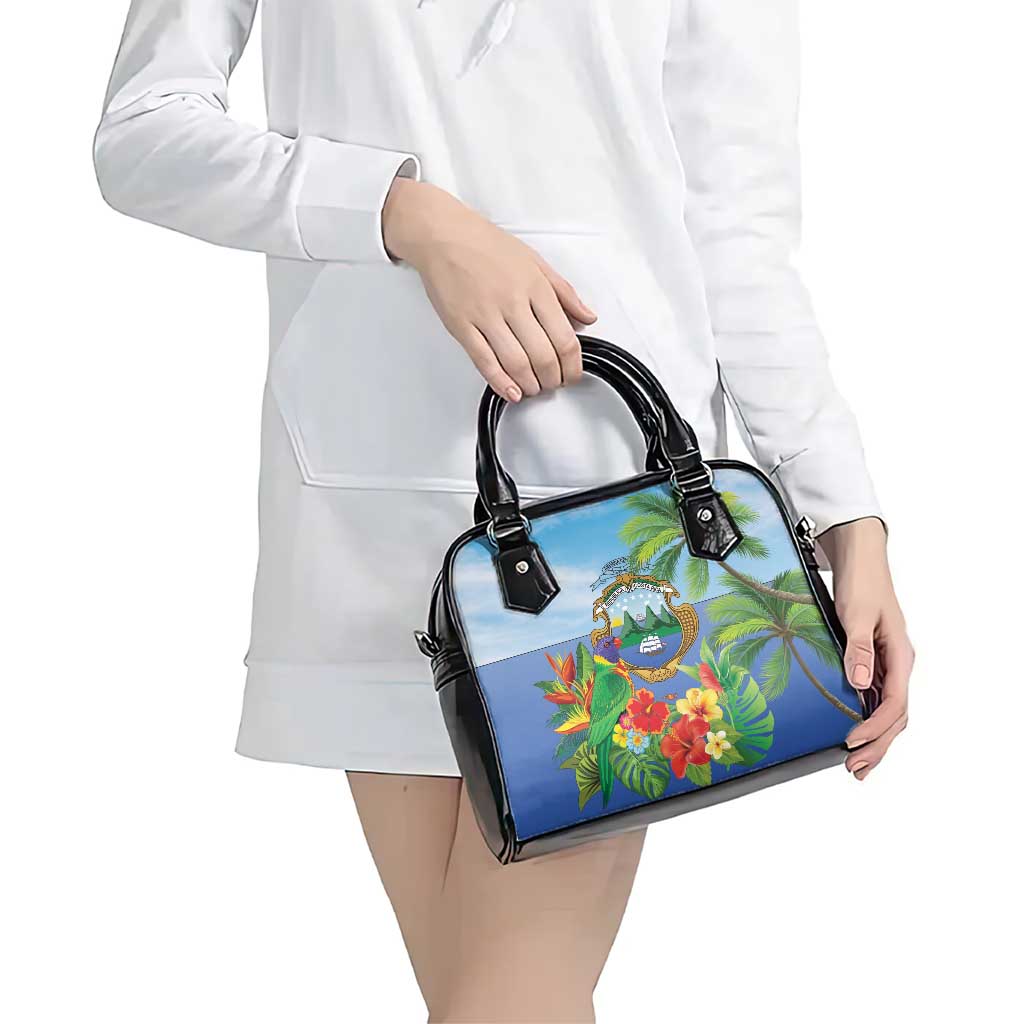Costa Rica Parrot Tropical Flowers Shoulder Handbag LT9