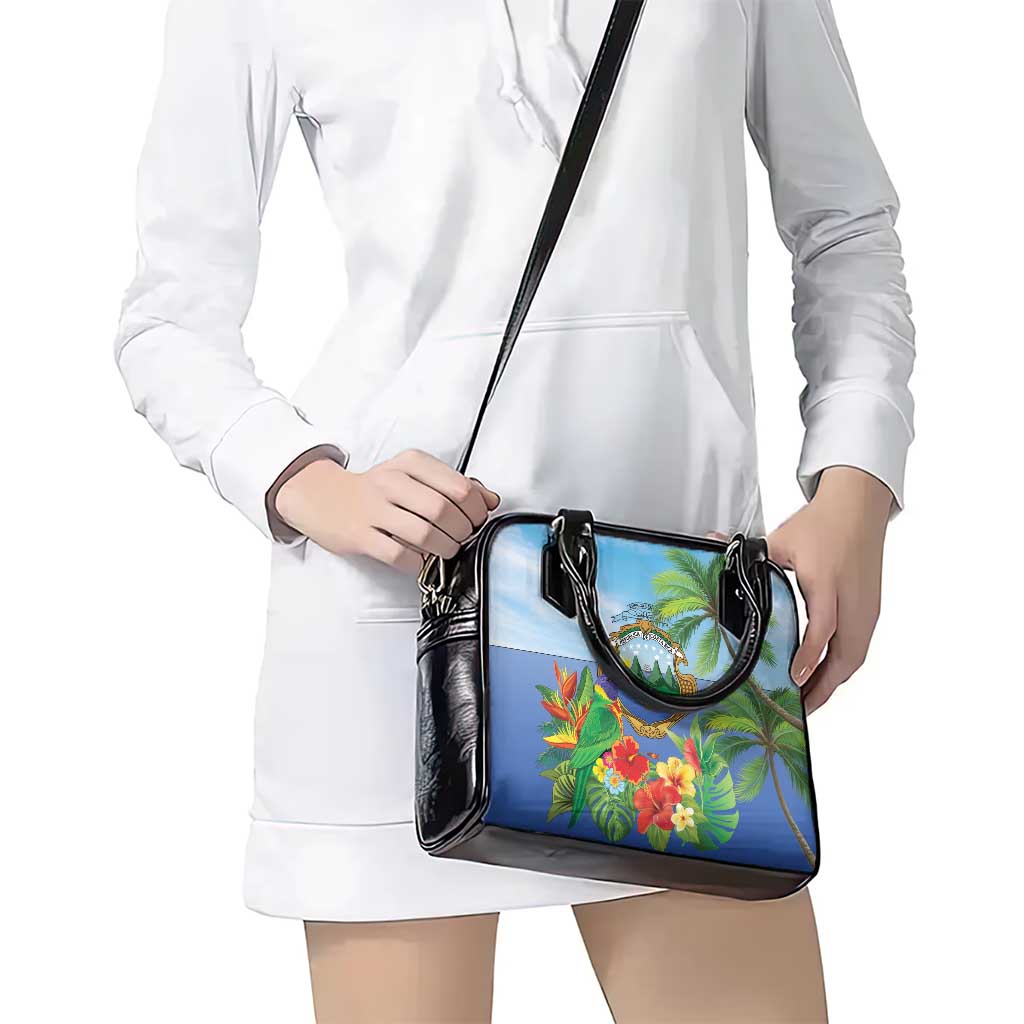 Costa Rica Parrot Tropical Flowers Shoulder Handbag LT9
