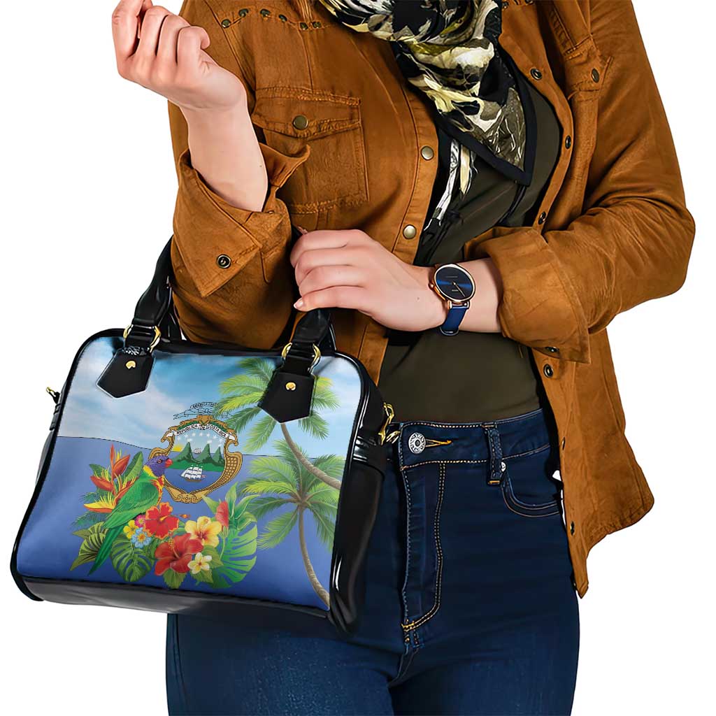 Costa Rica Parrot Tropical Flowers Shoulder Handbag LT9