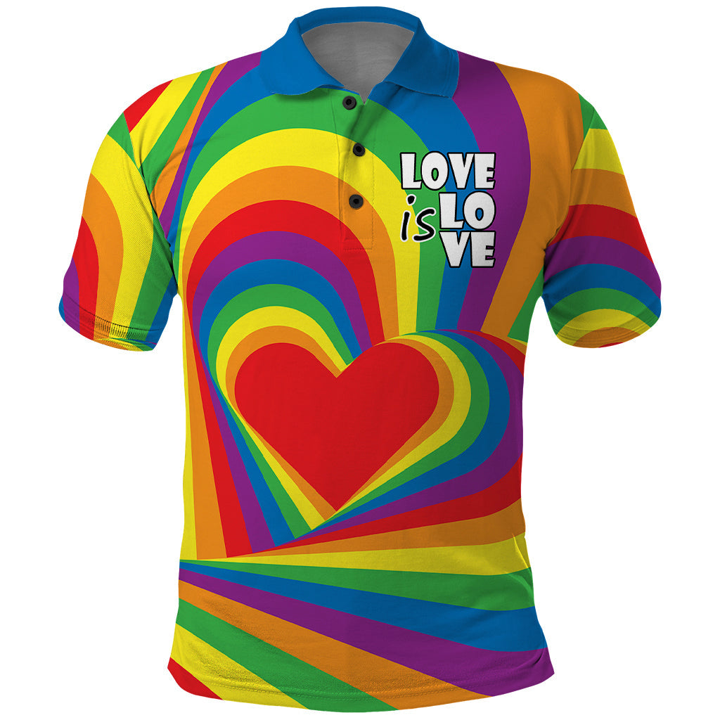 Pride LGBT Love is Love Polo Shirt Rainbow Vibe LT9