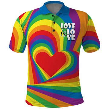 Pride LGBT Love is Love Polo Shirt Rainbow Vibe LT9