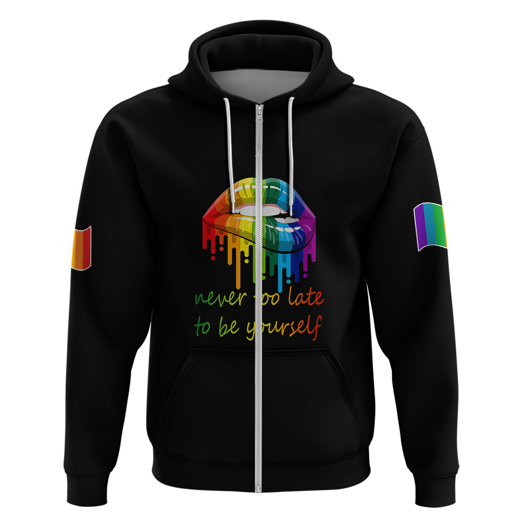 Pride Month To Be Yourself Hoodie Black Vibe LT9