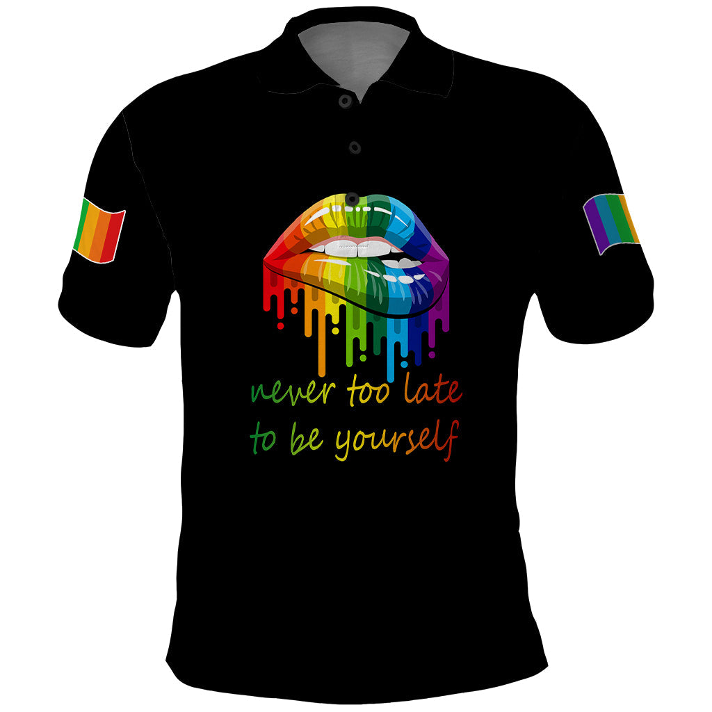 Pride Month To Be Yourself Polo Shirt Black Vibe LT9