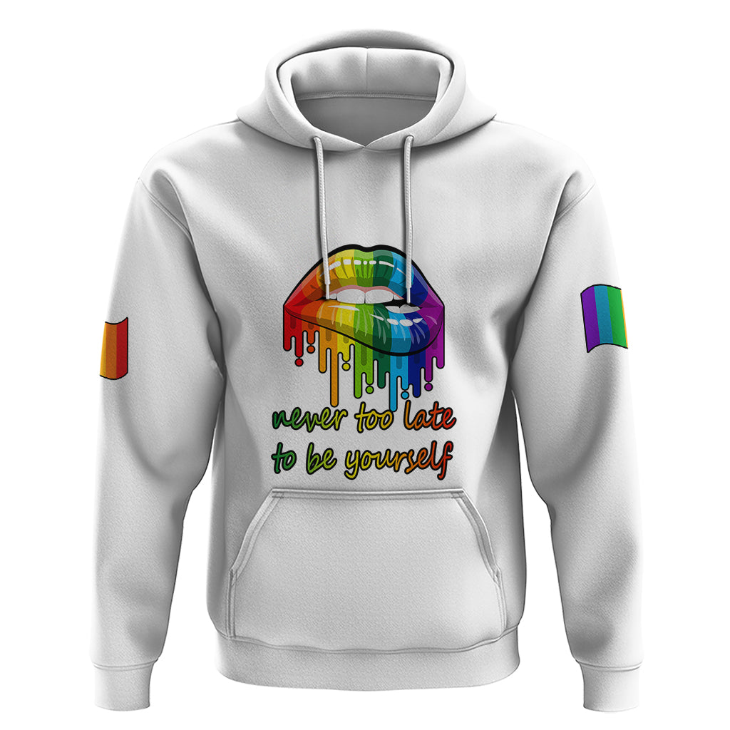 Pride Month To Be Yourself Hoodie White Vibe LT9