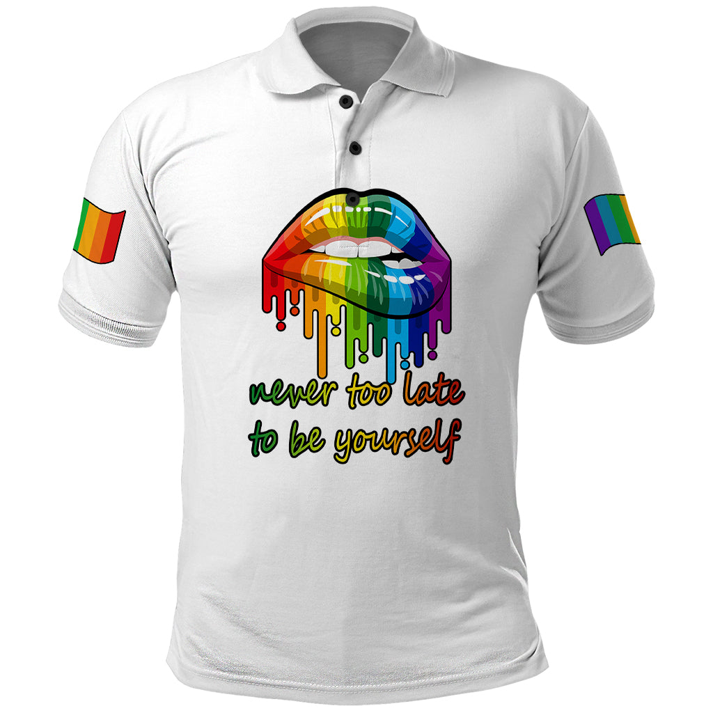 Pride Month To Be Yourself Polo Shirt White Vibe LT9