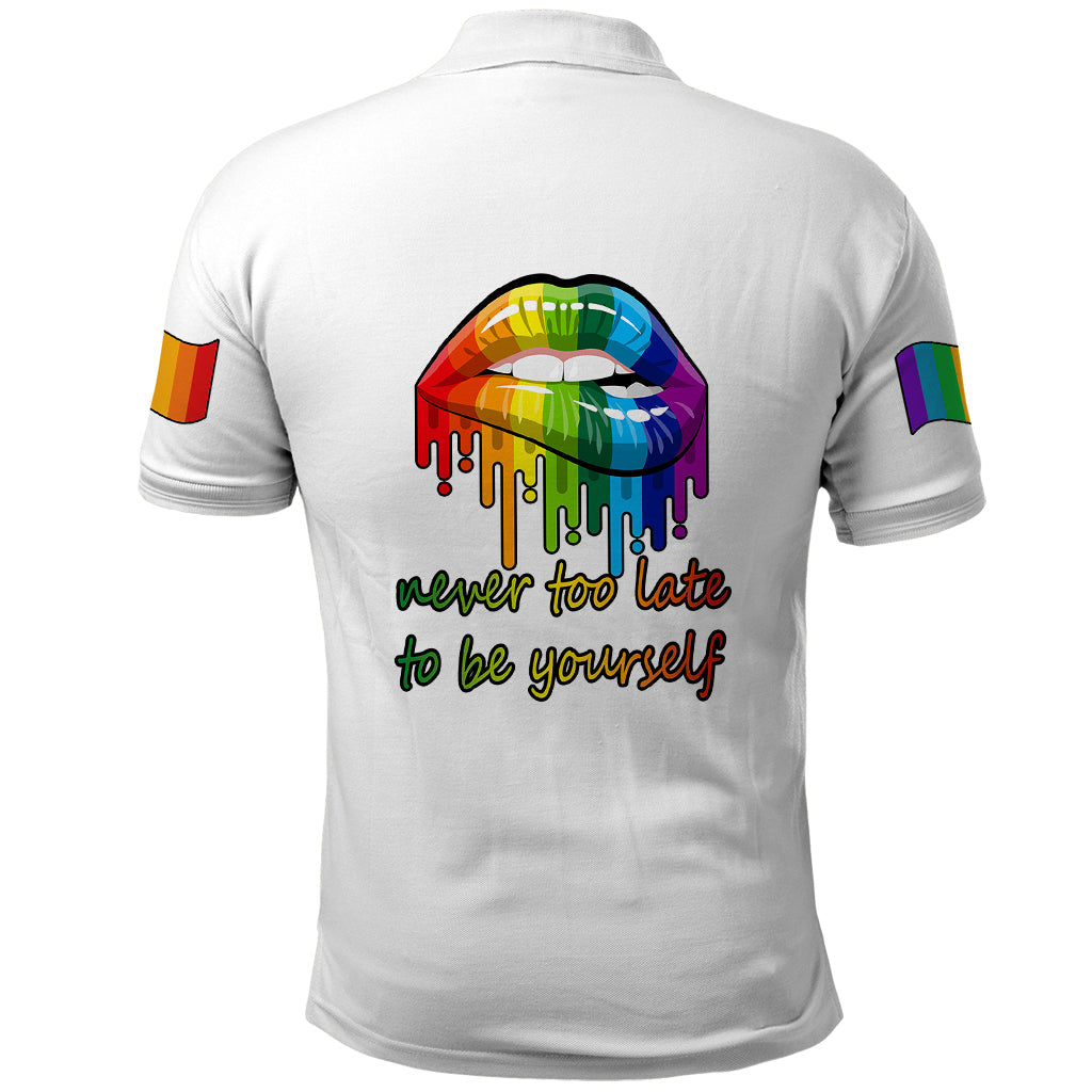 Pride Month To Be Yourself Polo Shirt White Vibe LT9
