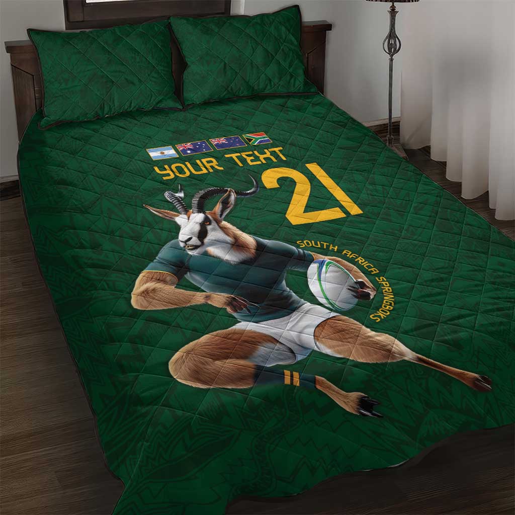 South Africa Rugby Custom Quilt Bed Set Glory Be To Springboks LT9