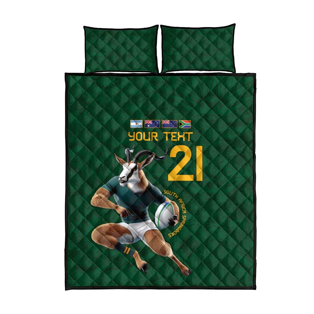 South Africa Rugby Custom Quilt Bed Set Glory Be To Springboks LT9