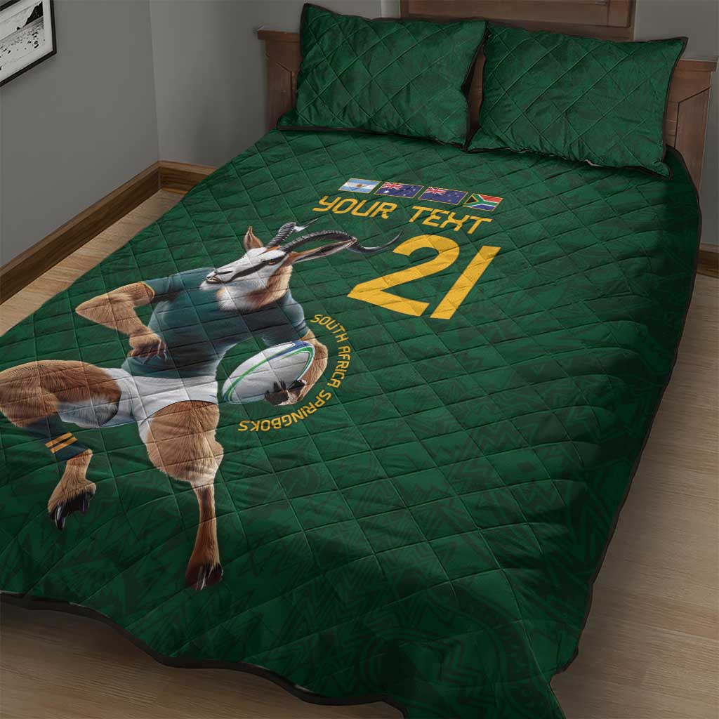 South Africa Rugby Custom Quilt Bed Set Glory Be To Springboks LT9
