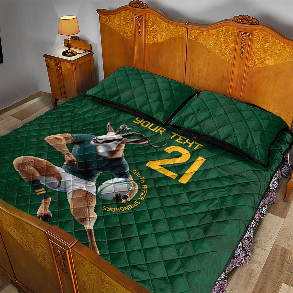 South Africa Rugby Custom Quilt Bed Set Glory Be To Springboks LT9