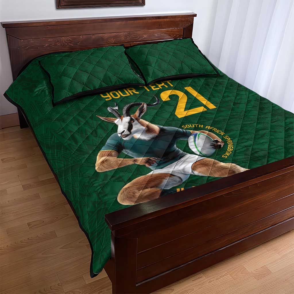 South Africa Rugby Custom Quilt Bed Set Glory Be To Springboks LT9