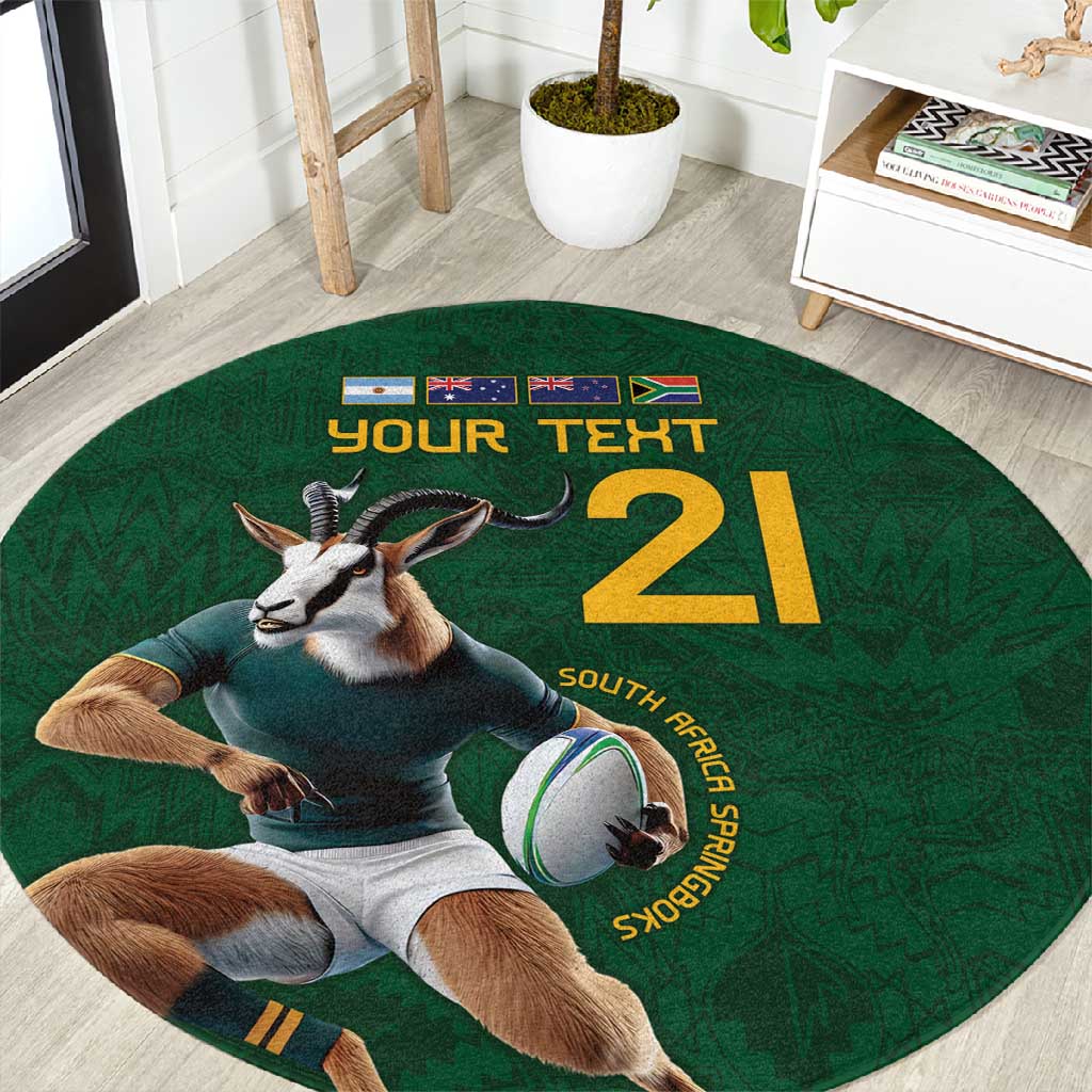 South Africa Rugby Custom Round Carpet Glory Be To Springboks LT9