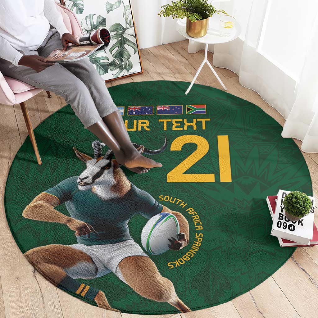 South Africa Rugby Custom Round Carpet Glory Be To Springboks LT9