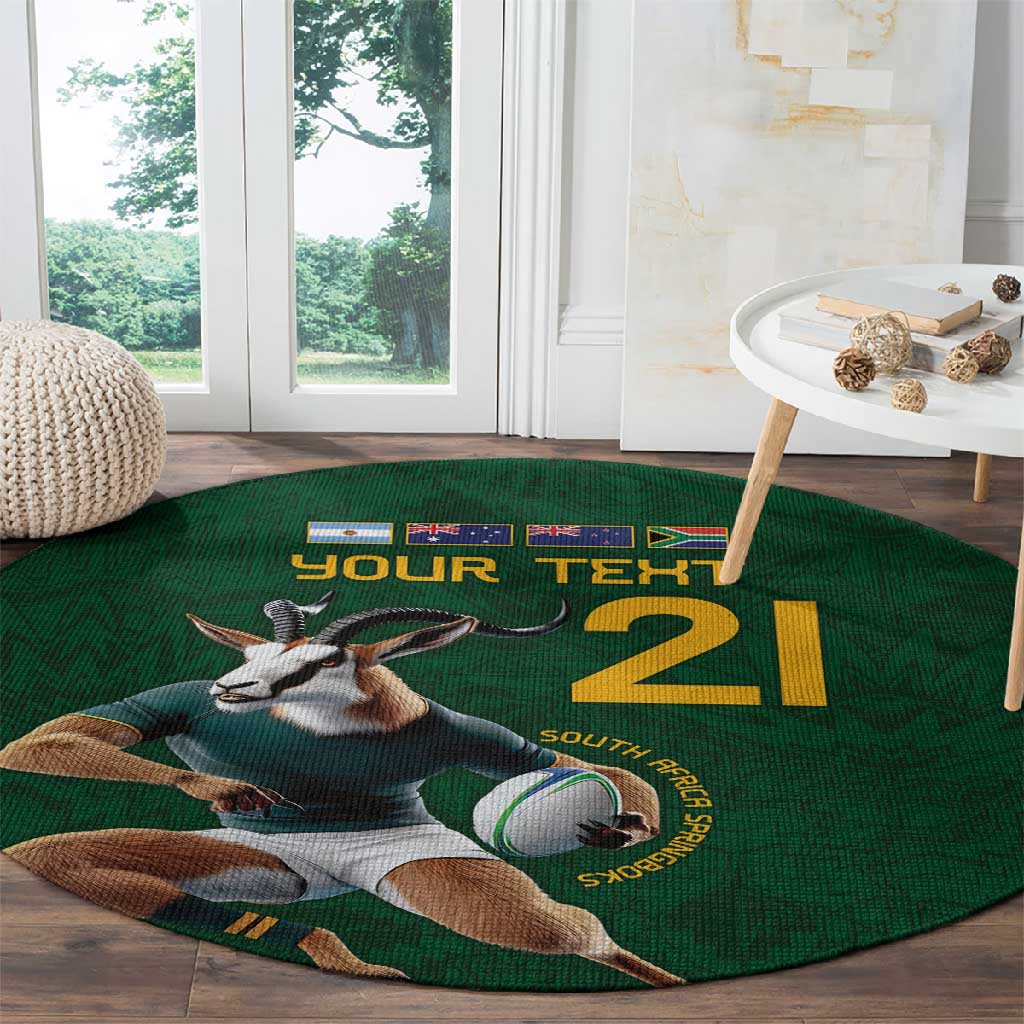 South Africa Rugby Custom Round Carpet Glory Be To Springboks LT9