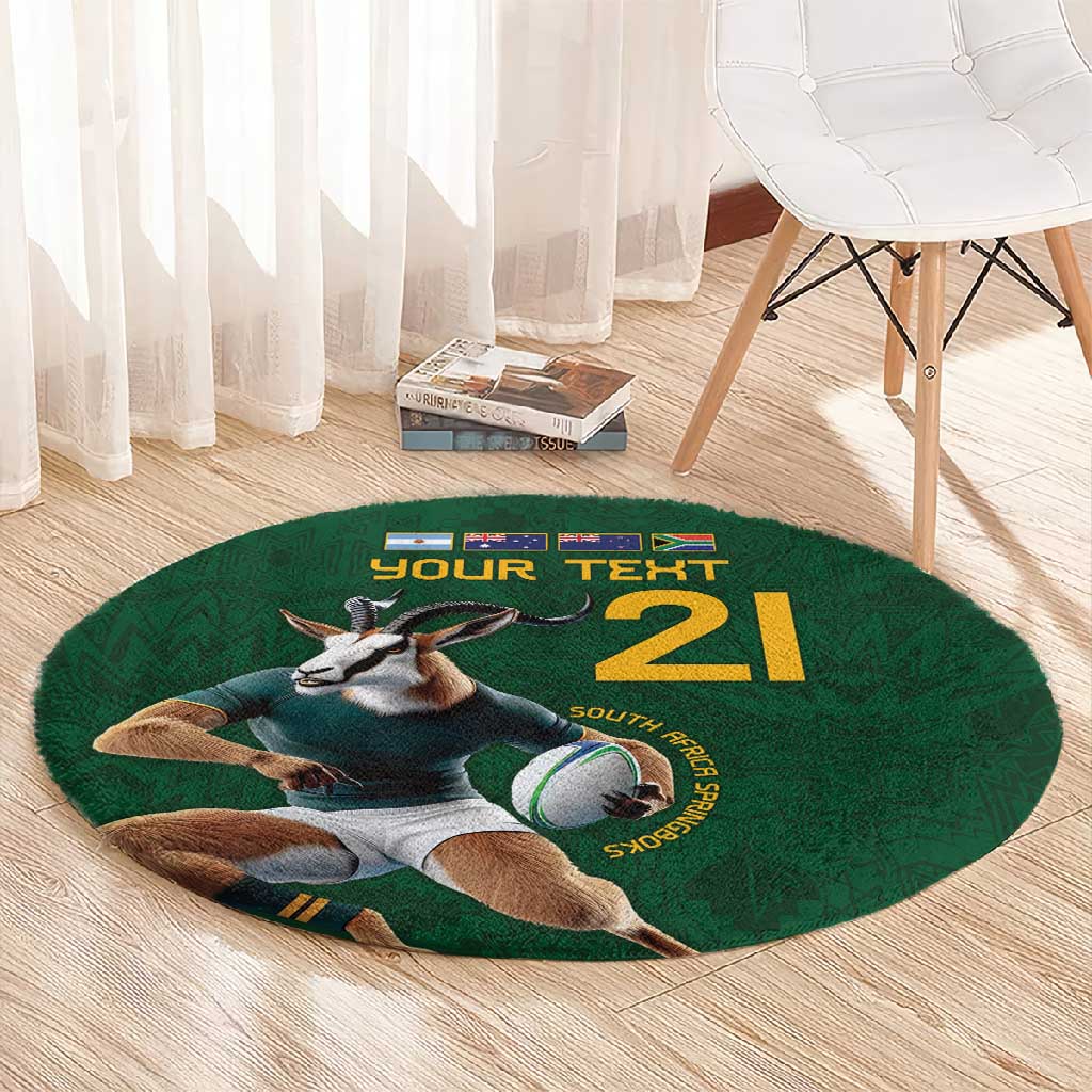 South Africa Rugby Custom Round Carpet Glory Be To Springboks LT9