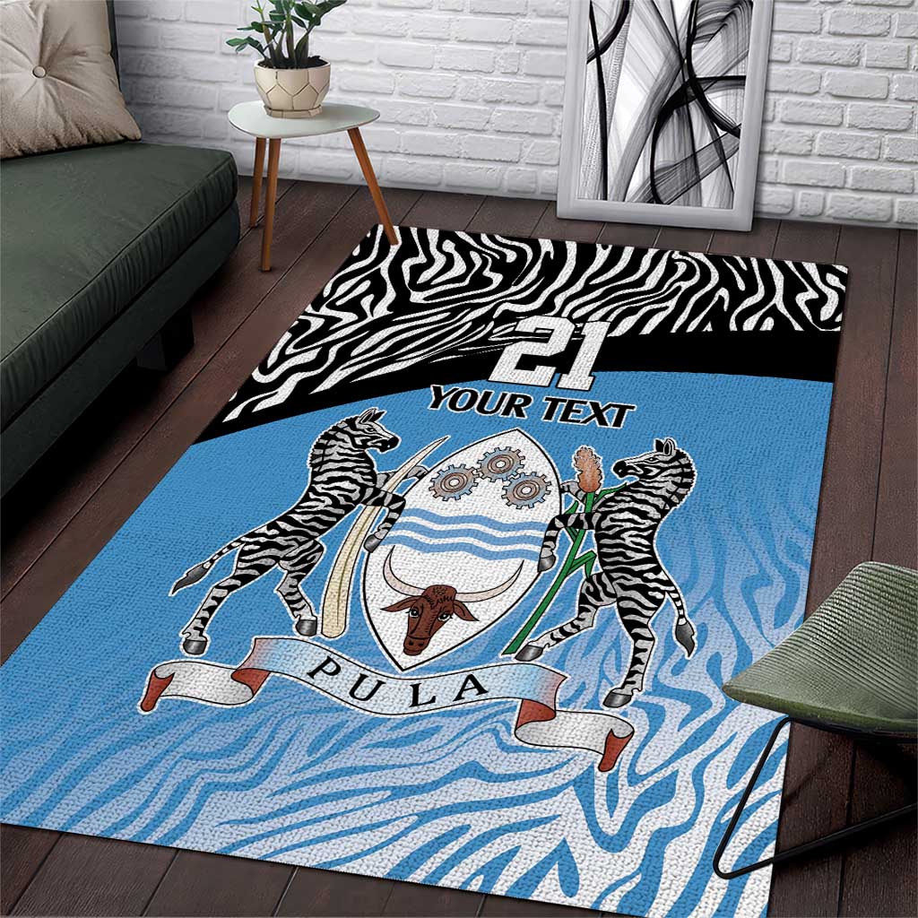 Botswana Cricket Custom Area Rug Baggy Blues African Zebra Skins Pattern LT9
