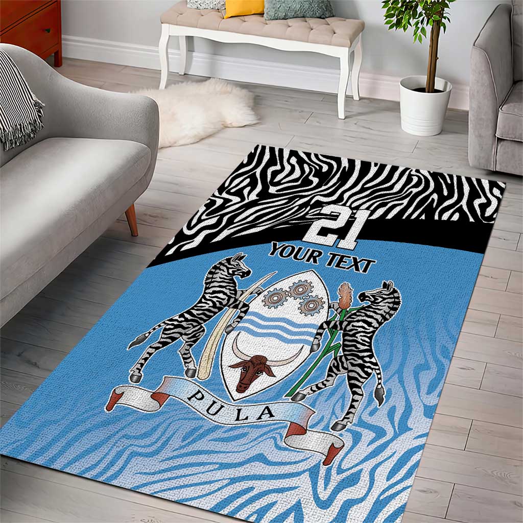 Botswana Cricket Custom Area Rug Baggy Blues African Zebra Skins Pattern LT9