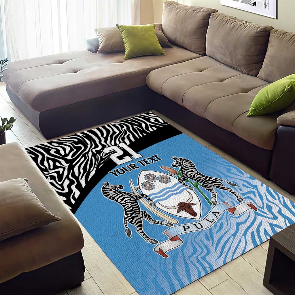 Botswana Cricket Custom Area Rug Baggy Blues African Zebra Skins Pattern LT9