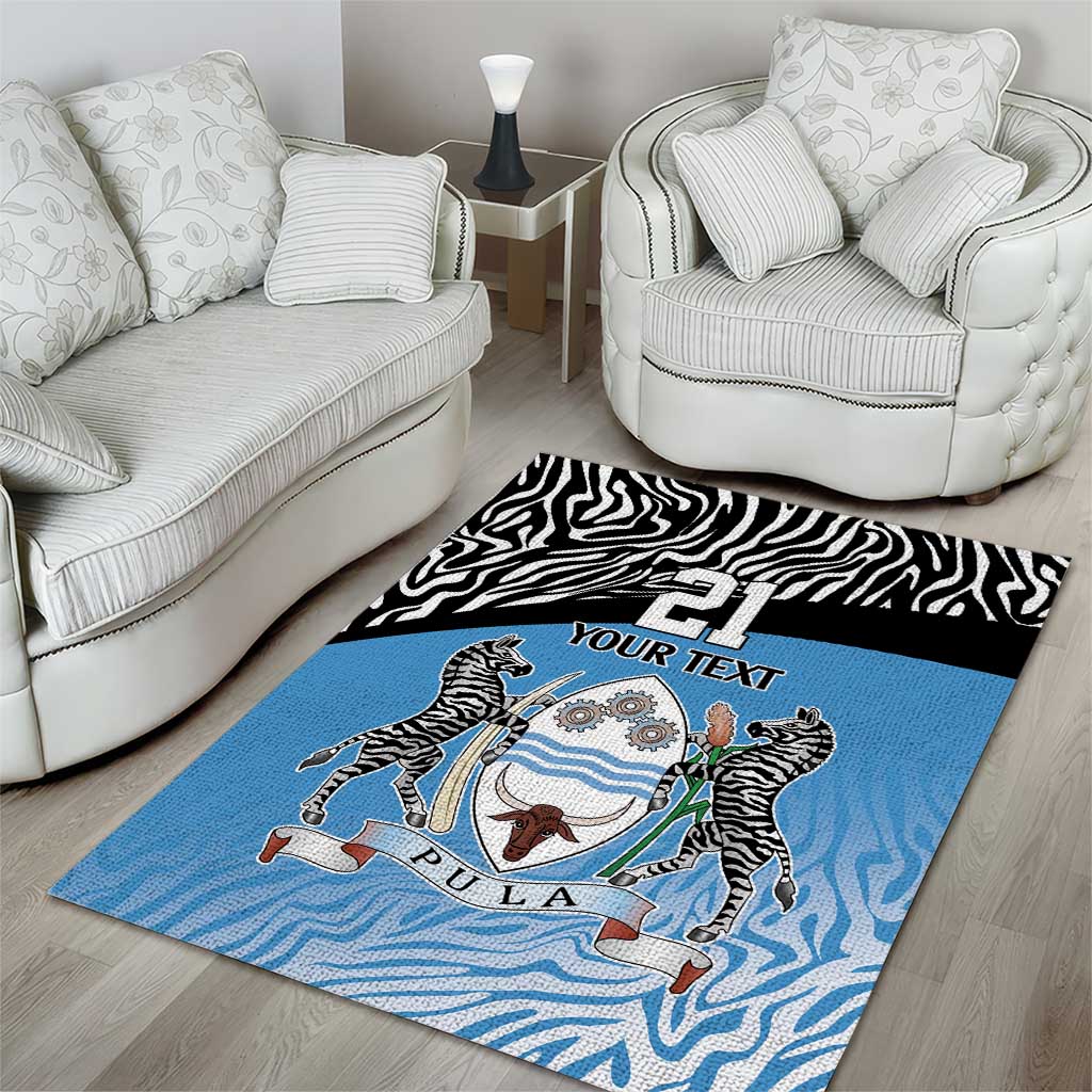 Botswana Cricket Custom Area Rug Baggy Blues African Zebra Skins Pattern LT9