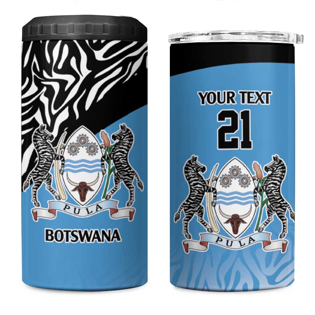 Botswana Cricket Custom 4 in 1 Can Cooler Tumbler Baggy Blues African Zebra Skins Pattern LT9