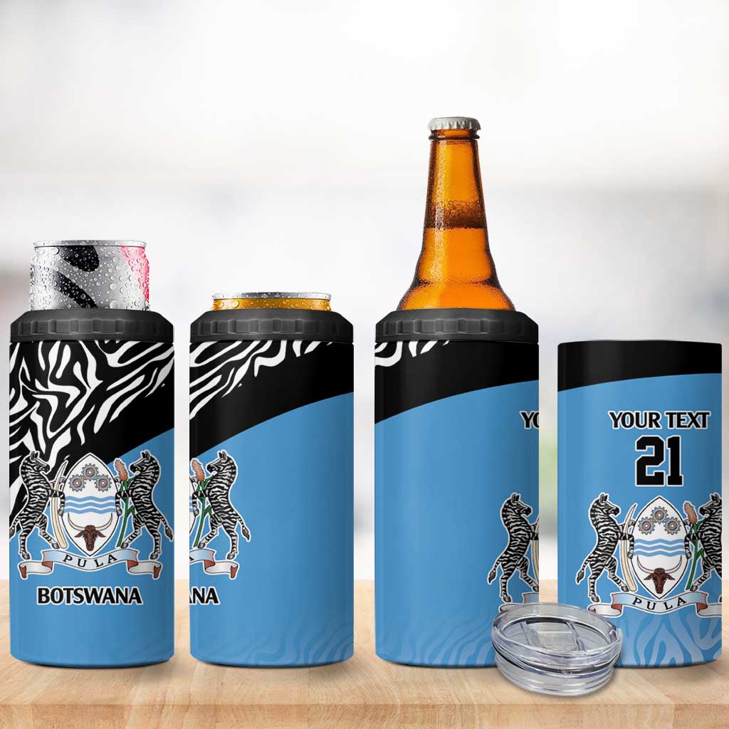 Botswana Cricket Custom 4 in 1 Can Cooler Tumbler Baggy Blues African Zebra Skins Pattern LT9