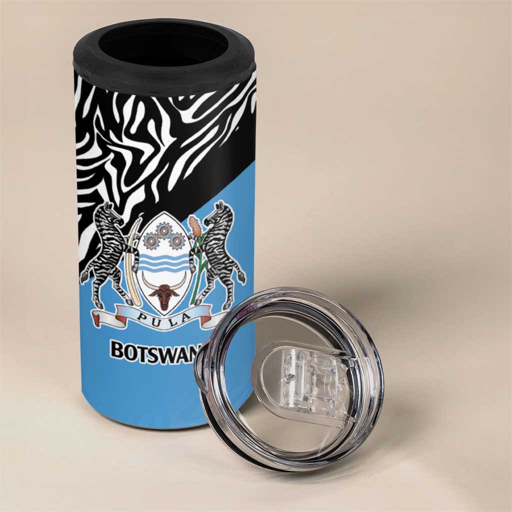Botswana Cricket Custom 4 in 1 Can Cooler Tumbler Baggy Blues African Zebra Skins Pattern LT9