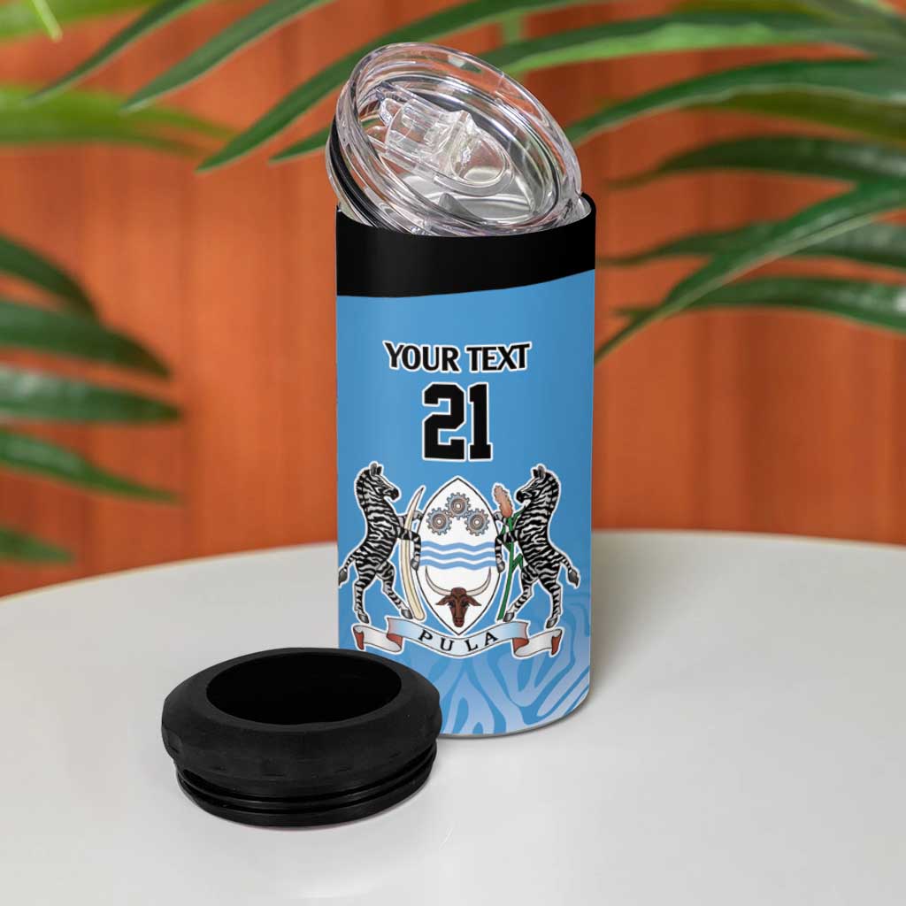 Botswana Cricket Custom 4 in 1 Can Cooler Tumbler Baggy Blues African Zebra Skins Pattern LT9