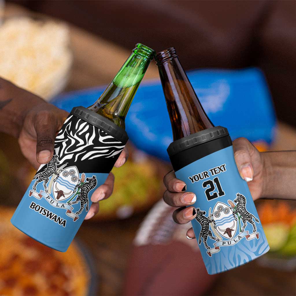 Botswana Cricket Custom 4 in 1 Can Cooler Tumbler Baggy Blues African Zebra Skins Pattern LT9